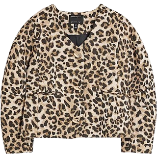 River Island River Island Leopard Scuplted Cocoon Jakke
