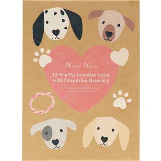 Meri Meri Dogs Kids Valentine Cards (Pack of 12) Klasselokale Valentinsdagskort Pop-up 3D Dog og Dog House Matchende venskabsarmb?nd i alderen 3+