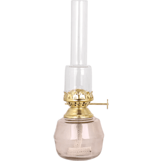 Petroleumslampe / olielampe Strömshaga Majken, askrosa glas, brænder i messing, Ø75 mm x 230 mm