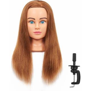 Hairingrid Mannequin Head 20 """"-22 """" 100% menneskeh?rfris?r kosmetologi Mannequin Manikin Training Head Hair and Free Clamp Holder (R71906LB0614