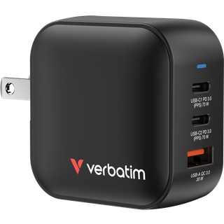 Verbatim Mini GaN Charger 70W 3 Port US plug with EU and UK adaptors