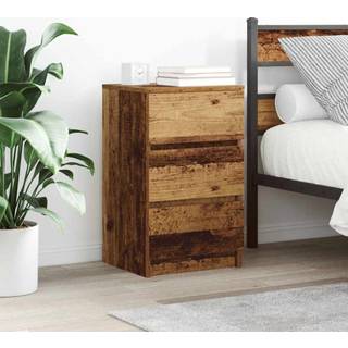 sengeborde med 3 skuffer 2 stk. 39x35x65 cm gammelt træ-look