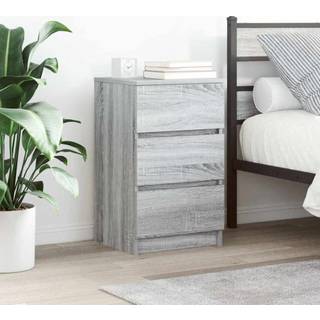Sengeborde Med 3 Skuffer 39X35X65 Cm Etræsfarve - 2 / Grå sonoma-eg