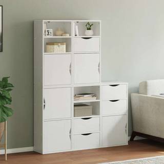 Sidekabinetter Odda 40X24X79 Cm Massivt Fyrretræ - Hvid / 5 shelves 5 drawers