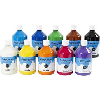 Mat Temperamaling - Ass. Farver, 10x500ml