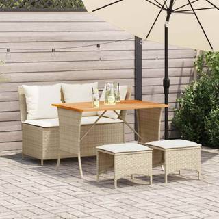 spisebordssæt til haven 4 dele med hynder polyrattan beige