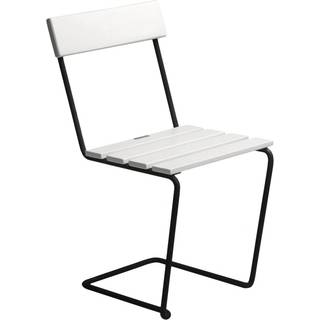 Grythyttan Stålmöbler - Stol 1 svart stativ vitlackerad ek - Udendørs spisebordsstole