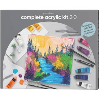 Panduros komplette akrylkit 2.0 – 24 tuber maling a 30 ml, 2 lærreder, 5 pensler + tilbehør