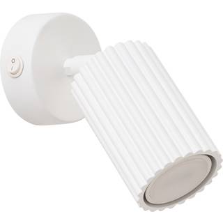 Vægspot carbon, hvid, udspring 16 cm, afbryder, aluminium