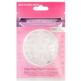 Brushworks Clear Flexi Elastic Hair Bands 100pcs