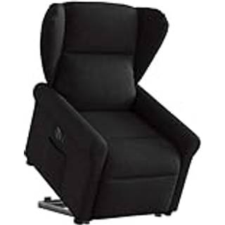 eldrevet lænestol med løftefunktion stof sort