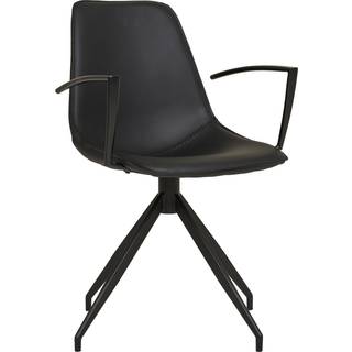 Monaco Spisebordsstol - Spisebordsstol, Drejefod, Armlæn, Pu, Sort Med Sorte Ben, Hn1228 Sæt af 2 stk.