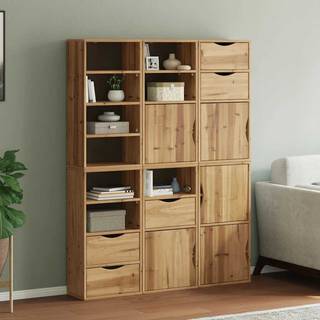 Sidekabinetter Odda 40X24X79 Cm Massivt Fyrretræ - Naturfarvet / 9 shelves 5 drawers