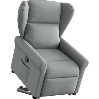 eldrevet lænestol med løftefunktion stof lysegrå