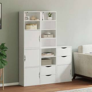 Sidekabinetter Odda 40X24X79 Cm Massivt Fyrretræ - Hvid / 8 shelves 4 drawers