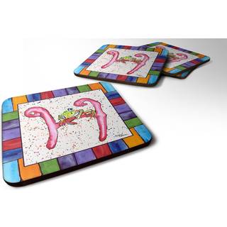 """" Caroline's Treasures 8431-HFC Beach and Seafood Foam Coasters (Sæt på 4) 3,5 """" ""H x 3,5"" """" W Multicolor """"