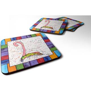 """" Caroline's Treasures 8435-LFC Beach and Seafood Foam Coasters (Sæt på 4) 3,5 """" ""H X 3,5"" """" W Multicolor """"