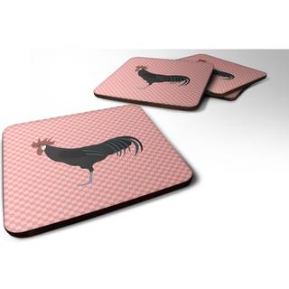 """" Caroline's Treasures Minorca Ctalalan Chicken Pink Check Decorative Coasters 3.5 Multicolor """"
