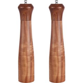 KKC Hjem Accenter Træ salt og peber Shakers Wooden Salt and Pepper Grinder Mill Set Refillable Acacia Wood 10 inch