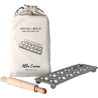 Ravioli Mold 12 -stykke rund Ravioli -form med rullepin pakket i tr?kkastepose af Verve -kultur