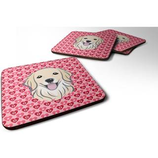 """" Caroline's Treasures BB5275FC Golden Retriever Hearts Foam Coaster (Sæt på 4) 3.5 """" ""Multicolor"" ""
