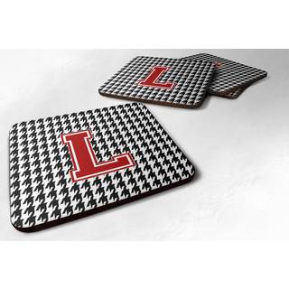 """" Caroline's Treasures CJ1021-LFC Monogram-Houndstooth Foam Coasters (Sæt på 4) indledende L 3.5 """" ""H x 3,5"" """" ""W Multicolor"" ""