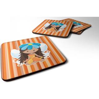 """" Caroline's Treasures BB6913FC Fairy Orange Stripes Foam Coaster Set på 4 3.5 """" """" Multicolor """"