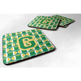 """" Caroline's Treasures CJ1069-GFC brev G Football Green and Gold Foam Coaster (Sæt på 4) 3.5 """" """" Multicolor """"