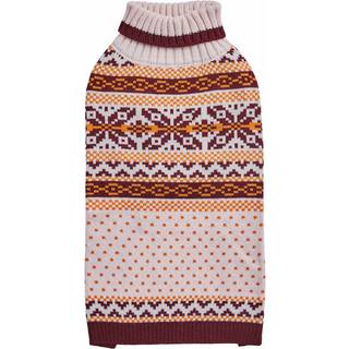 Blueberry Pet Artisan Chic Turtleneck Fair Isle Fall Winter Pullover Dog Sweater i beige rygl?ngde 18 """" Varmt t?j til store hunde