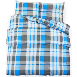 Sengetøj 135X200 Cm Bomuld Blå Og Grå