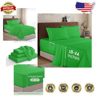 Elegant komfort Luksus 1500 Premium Hotel Quality Microfiber 4 -Piece Sheet Set - Blød rundt omkring elastisk 18-24 tommer dyb monteret ark - Eks