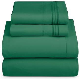 Hearth & Harbour Fuld XL -st?rrelse ark - 4 Stykke Sengplade S?t Hotel Luksus Dobbelt b?rstede senget?j - Ekstra bl?de senget?jsark og pudebetr?k