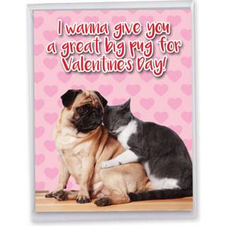 NobleWorks Big Animal Valentines-kort med konvolut (8,5 x 11 tommer) - Jumbo Notecard til Valentinsdag - Great Big Pug J6758VDG