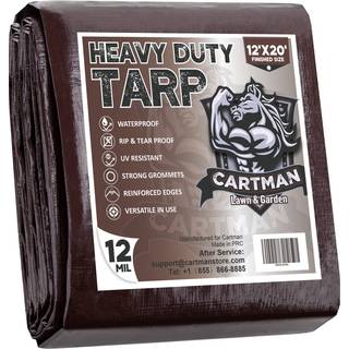 Cartman F?rdig st?rrelse 12x20 fod ekstra tyk 12 mil kraftig poly tarp Multipurpose beskyttende d?kning UV -resistent vandt?t poly tarpaulin med