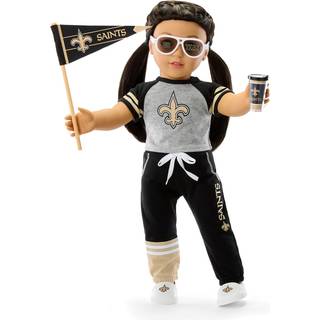 American Girl New Orleans Saints 18 tommer dukkeventilator outfit og tilbeh?r sort og guld 6 pcs i alderen 6+