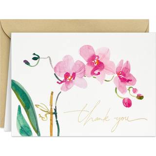 Hallmark Pink Orchid Tak Notes (20 blanke kort med konvolutter) til brudebruser baby shower bryllup fødselsdag
