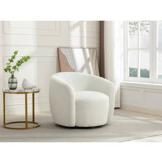 Drejelig lænestol i hvidt bouclé stof VEREIDE