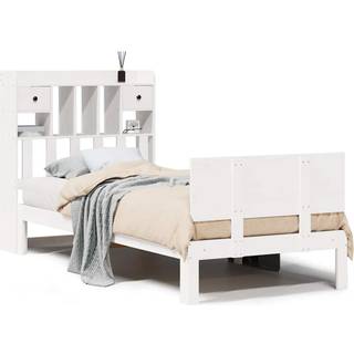 Seng Med Reol Uden Madras Massivt Fyrretræ - Hvid / 75 x 190 cm