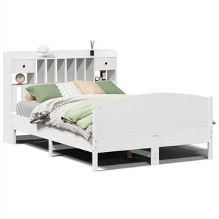 Seng Med Reol Uden Madras Massivt Fyrretræ - Hvid / 140 x 190 cm