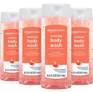 Amazon Basics Clarifying Pink Grapefruit Body Wash 2% Salicylsyre Acne Treatment Dermatolog Testet 8,5 Fl Oz (pakke med 4) (tidligere Solimo)