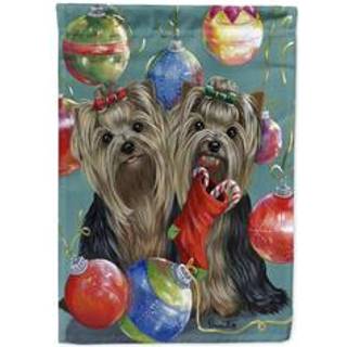 Caroline's Treasures PPP3239GF YORKIE JULD ALLE DET GLITTERER GARDEN FLAG PABBOX FLAG Dekorativt g?rdflag Banner uden for g?rdhave Kunstv?rker