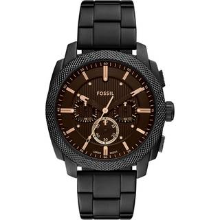 Fossil Machine herreur i sort stål med mørk skive