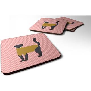 """" Caroline's Treasures Yellow-Throated Marten Pink Check Decorative Coasters 3.5 multicolor """"
