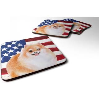 """" Caroline's Treasures Pomeranian #2 Patriotic Decorative Coasters multicolor """"