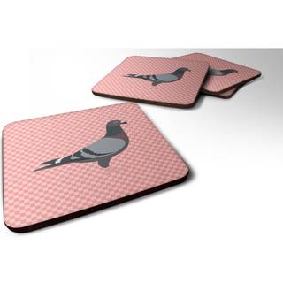 """" Caroline's Treasures Racing Pigeon Pink Check Decorative Coasters 3.5 Multicolor """"