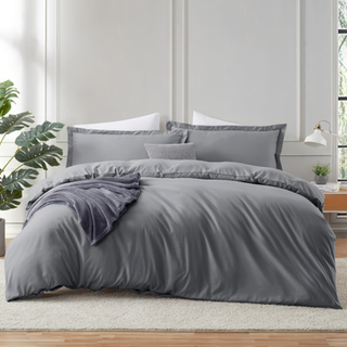Hearth & Harbour Gray Duvet Cover King St?rrelse - 3 Stykket King Duelt Cover Set Soft Double Brushed King Duvet Covers med knaplukning 1 King Si