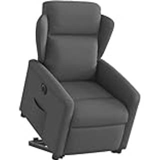 eldrevet lænestol med løftefunktion stof mørkegrå