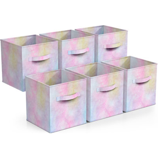 Sorbus Fabric Storage Cubes - 6 Foldbare slips Farveopbevaringsboks til organisering af cubbies leget?jsboks - t?jopbevaring og skabsarrang?r - 1