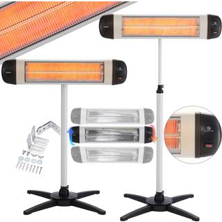 Arebos® infrarød teressavarmer 2500W med gulvstativ - vægmontering med monteringsmateriale