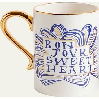 L'Objet Tea And Coffee - 'Sweetheart' mug, white, blue and gold in MULTICOLOUR earthanware